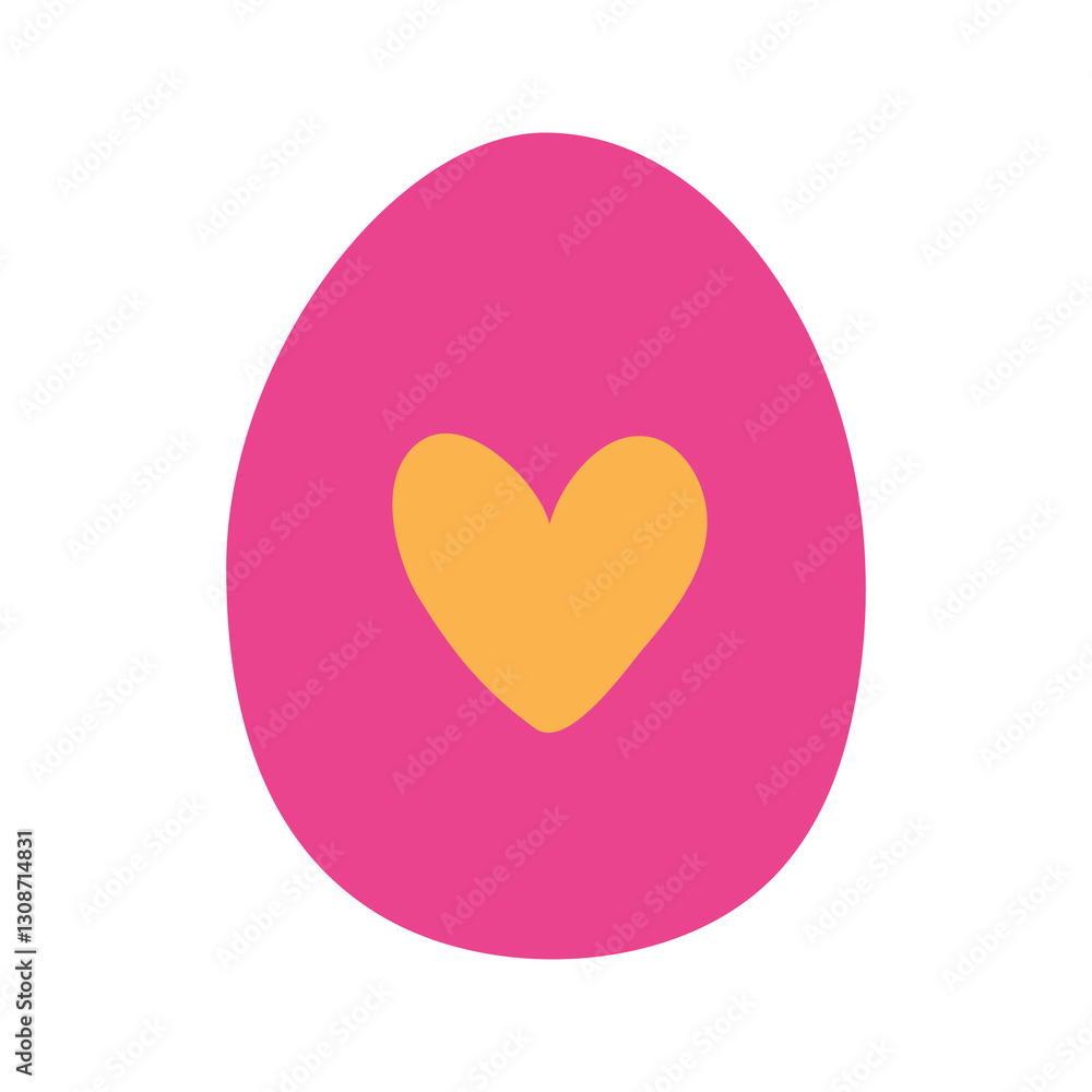 Colorful heart-shaped design on a pink egg for spring celebrations and decorations