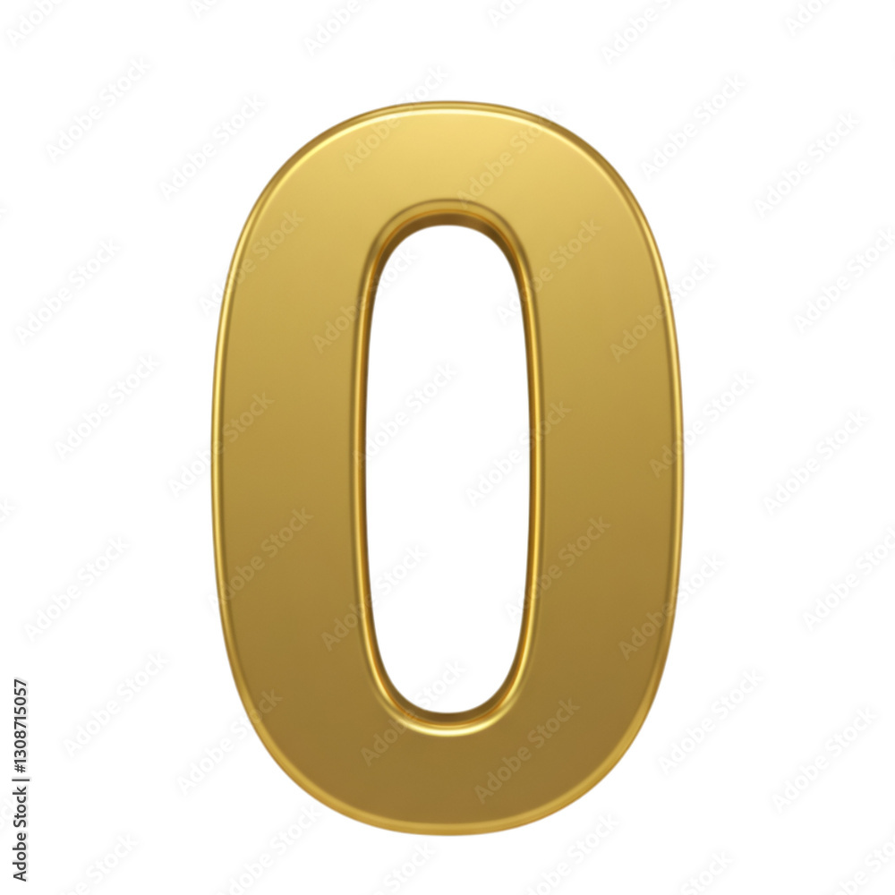 Elegant gold number zero isolated on transparent background rendering Elegant gold number zero isolated on transparent background rendering