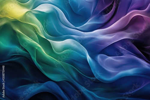 Wallpaper Mural Abstract image of flowing, translucent fabric in shades of teal, green, and purple. Torontodigital.ca