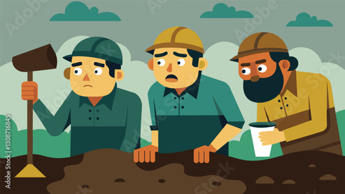 With their faces smudged with dirt and sweat these geologists work tirelessly analyzing layer after layer of sediment to determine the likelihood of. Vector illustration