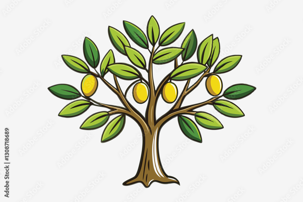 Obraz premium Botanic tree logo mark design. Organic nature icon. Natural plant emblem. Olive tree hand drawn illustrations sketch Vector