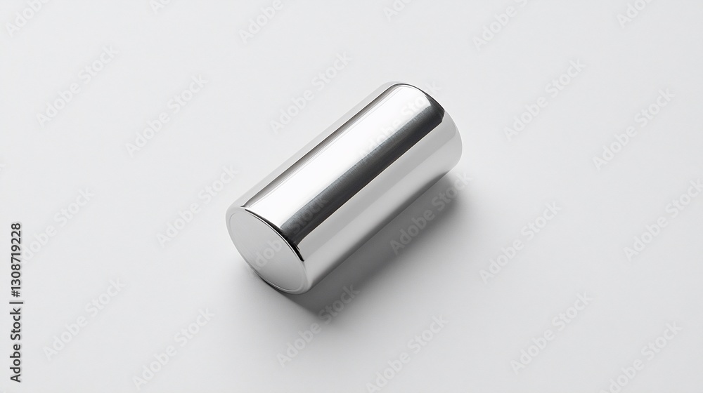 Chrome cylinder, studio shot, white background, product mockup Chrome cylinder, studio shot, white background, product mockup