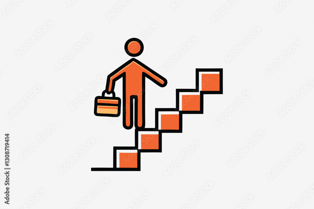 Businessman climbing up staircase career ladder success concept. personal development concept minimalist head logo, Icon, element. Vector illustration Businessman climbing up staircase career ladder success concept. personal development concept minimalist head logo, Icon, element. Vector illustration
