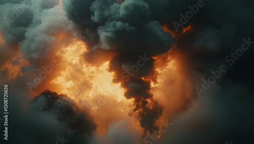 Wallpaper Mural Fiery Explosion Dark Smoke Dramatic Cloudscape Torontodigital.ca