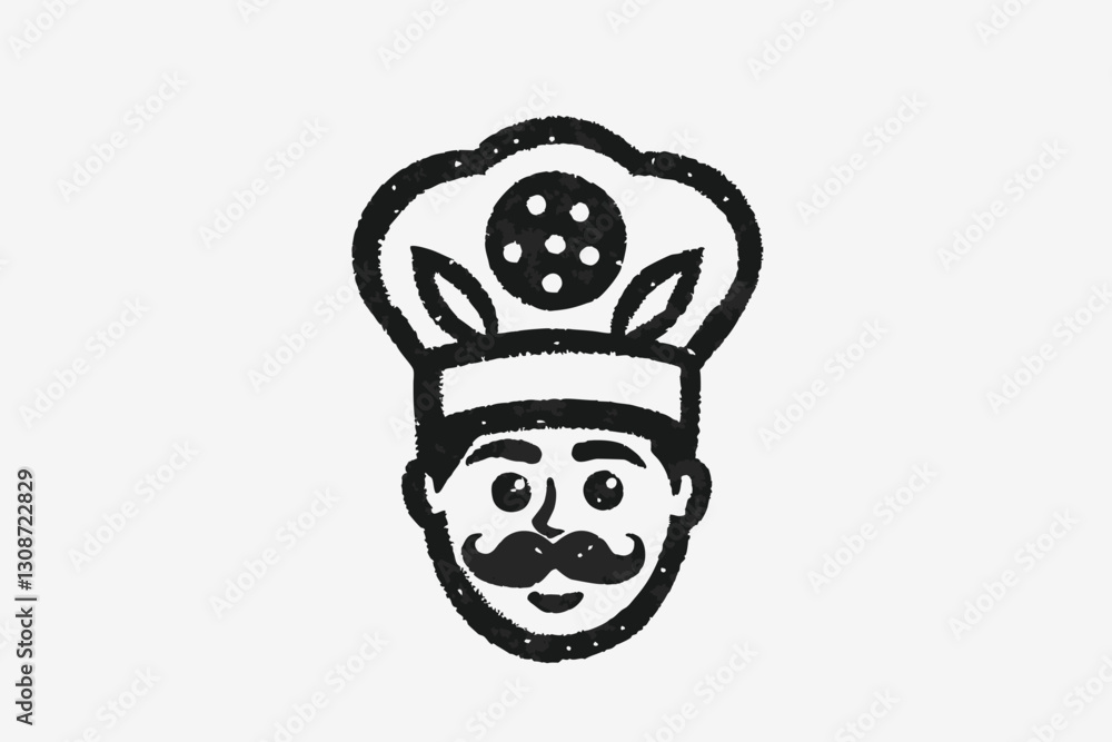 Fototapeta premium Black silhouette Pizza design element for logo, poster, card, banner, emblem. Pizzeria chef logo vector illustration, Design element