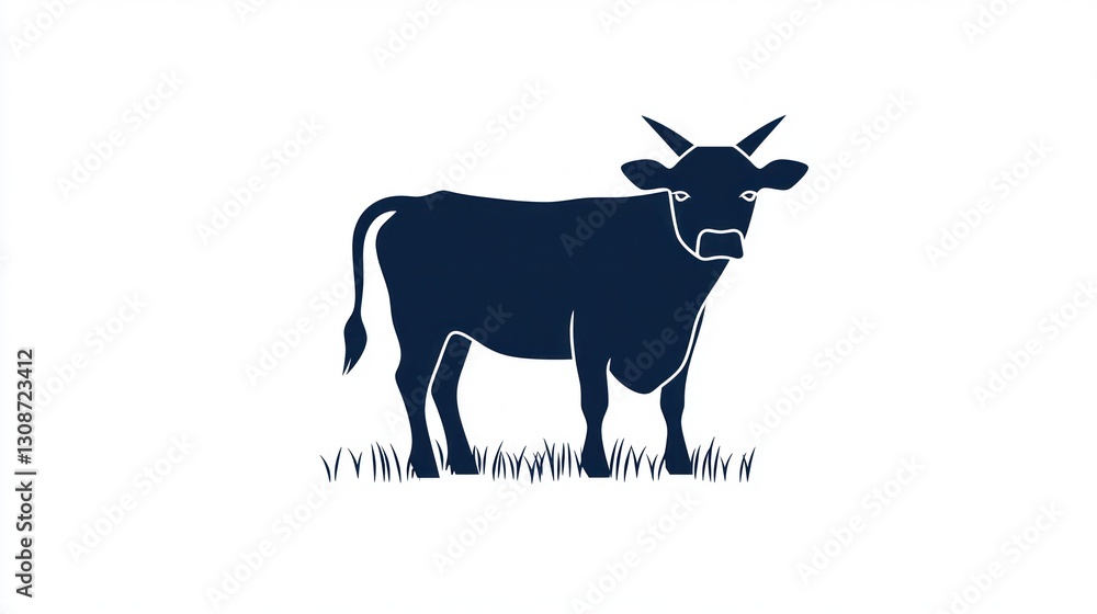 Cow grazing pasture, rural farmland background, agriculture illustration Cow grazing pasture, rural farmland background, agriculture illustration