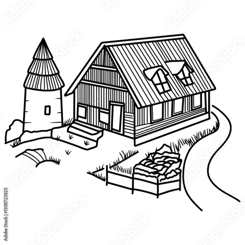 farm house with  granary