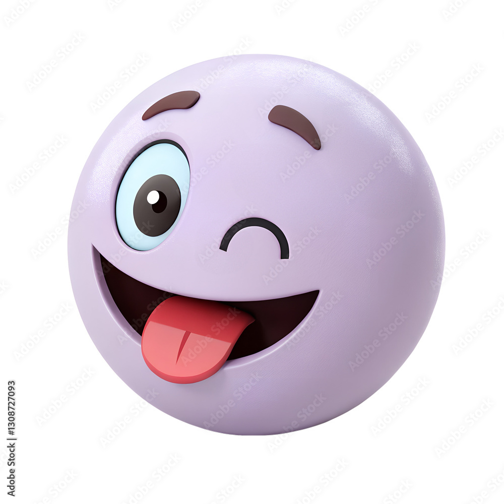 3D icon, Playful Emoticon with Tongue Out and Eyes Twinkling 3D icon, Playful Emoticon with Tongue Out and Eyes Twinkling