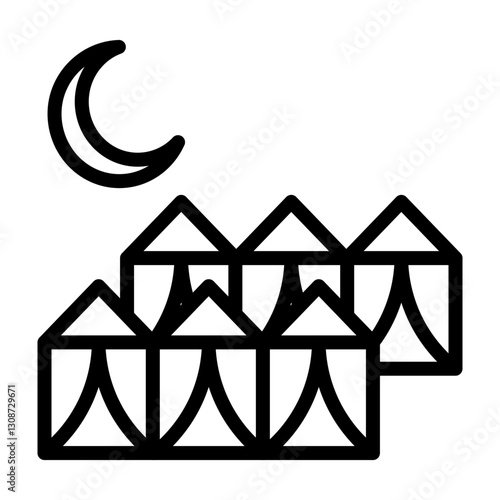 Hajj Mina Vector Line Icon Design