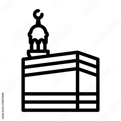 Kaaba Vector Line Icon Design