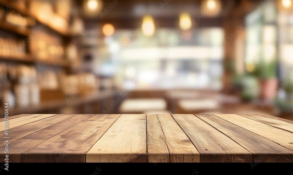 Wooden Tabletop in Cafe Background for Product Placement or Display Wooden Tabletop in Cafe Background for Product Placement or Display
