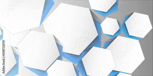 Exploring the Digital Future: A Complex Grid of White and Gray Hexagons Forming a Seamless 3D Mosaic of Technological Innovation
