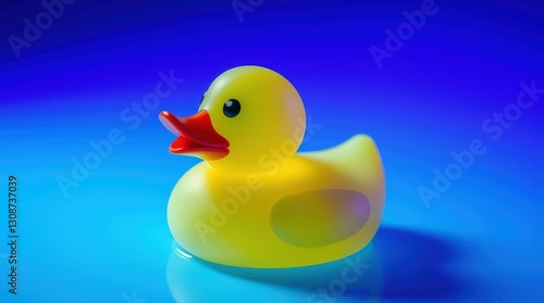 Floating Yellow Rubber Duck Bath Toy with Water Ripples and Soft Lighting