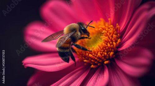 Honeybee on Flower: Pollination, Spring Blossom, Macro Close-up, Nature's Beauty, Insect Wildlife