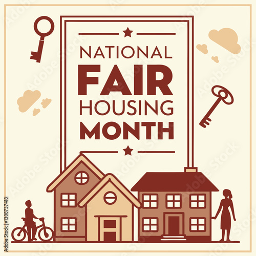NATIONAL FAIR HOUSING MONTH vector illustration