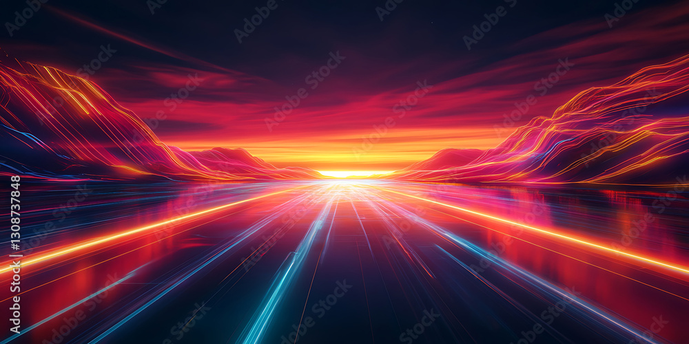 Futuristic Horizon Laser Background - Tech Aesthetic Futuristic Horizon Laser Background - Tech Aesthetic