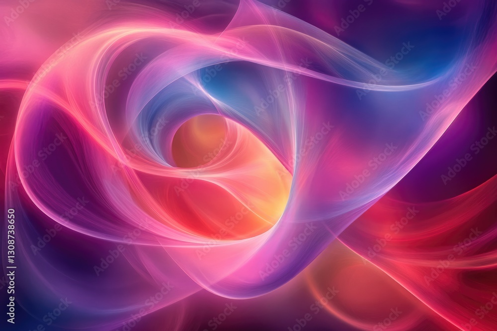 Abstract art featuring vibrant, swirling, translucent colors in pink, purple, and blue hues. Abstract art featuring vibrant, swirling, translucent colors in pink, purple, and blue hues.