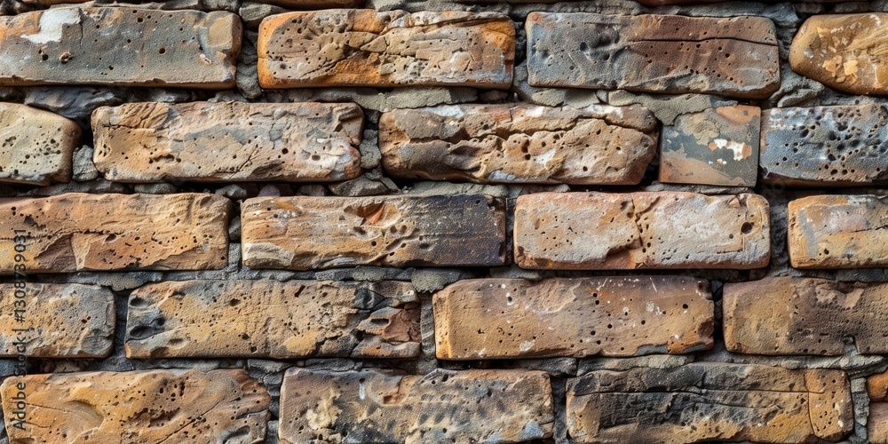 The close up picture of the old damaged wall from the brick into pattern for durability, A brick wall is a wall constructed using small bricks blocks typically made of fired or sun-dried clay. AIG51. The close up picture of the old damaged wall from the brick into pattern for durability, A brick wall is a wall constructed using small bricks blocks typically made of fired or sun-dried clay. AIG51.