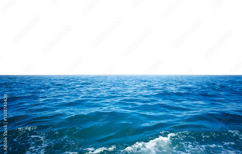 Fototapeta premium serene view of calm sea water with gentle waves under clear blue sky, creating peaceful atmosphere