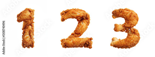 Alphabet shaped from crispy fried chicken. Generative AI	