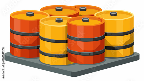 The storage casks for the fuel rods are made of thick reinforced material to withstand extreme conditions.. Vector illustration