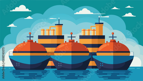 The ships storage tanks were filled to capacity with oil and gas ready to transport back to land and fuel the economies of the world.. Vector illustration
