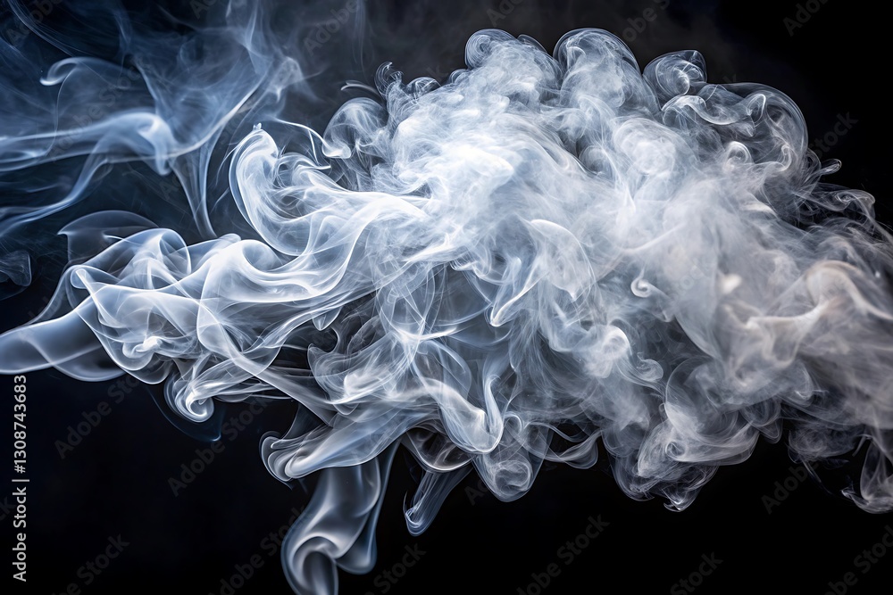 Fototapeta premium Cloud of smoke is rising from a cigarette