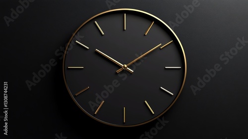 Wallpaper Mural A decorative wall clock with a minimalist design on a black background Torontodigital.ca