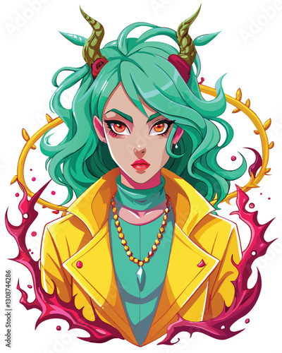 A photorealistic portrait of a young woman with vibrant turquoise hair, intricately tangled and partially obscuring her face; showcasing detailed strands and texture.