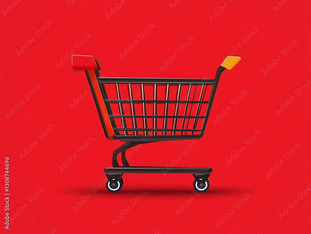 Shopping Cart on Red Background Shopping Cart on Red Background