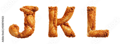 Alphabet shaped from crispy fried chicken. Generative AI	