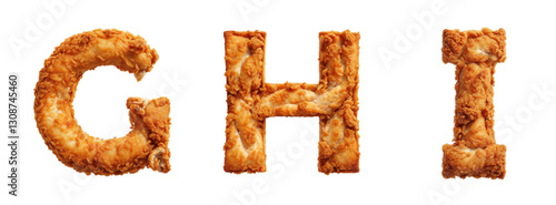 Alphabet shaped from crispy fried chicken. Generative AI	