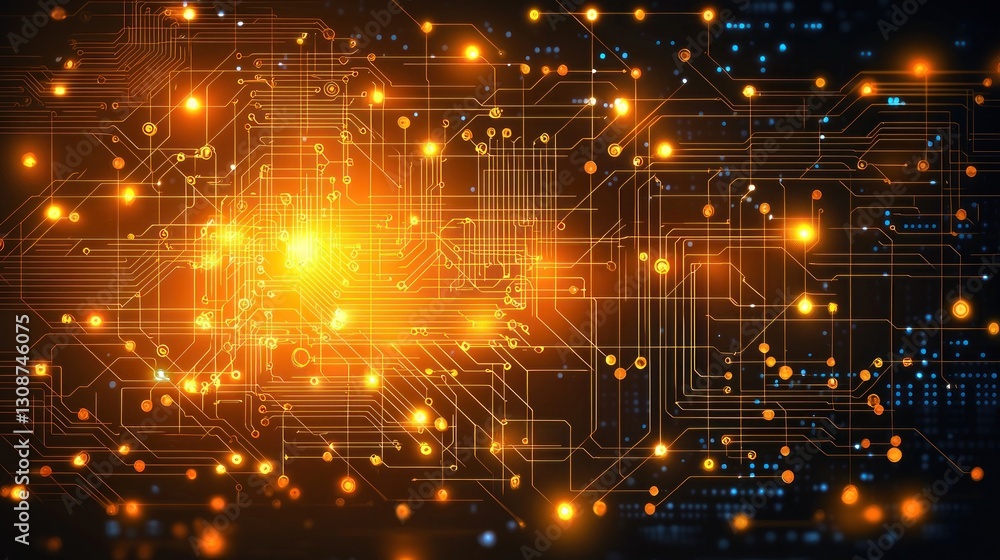 Fototapeta premium Abstract representation of a digital circuit board and its connections