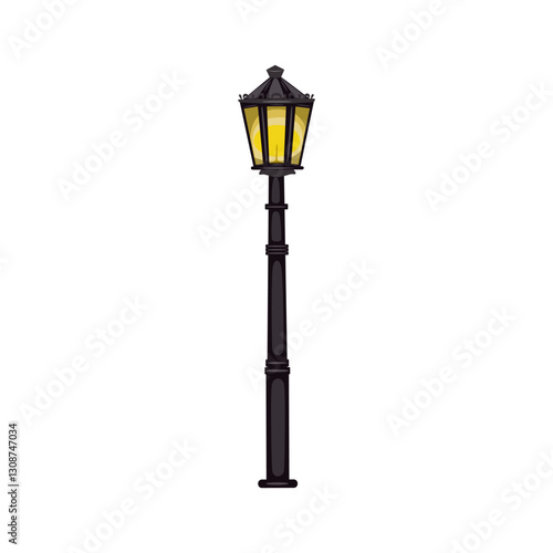 Vector street lamp on a white background. Street scenery and city architecture. Lighting in parks.