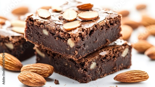 Wallpaper Mural Indulge in Decadence A Close-Up of Fudgy Chocolate Brownies with Almonds, Perfect for Baking Enthusiasts, Dessert Lovers, and Food Bloggers Capture the Rich Texture, Intense Chocolate Flavor, and Torontodigital.ca