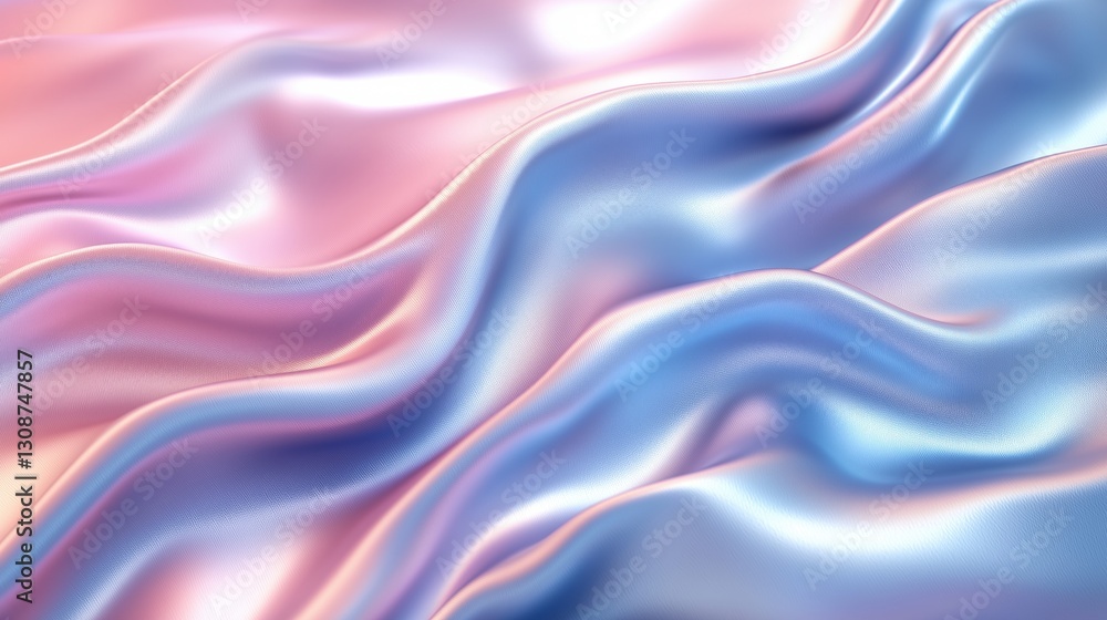 Obraz premium Elegant pink and blue satin fabric drapes with soft waves and subtle sheen creating a calming atmosphere in a studio setting