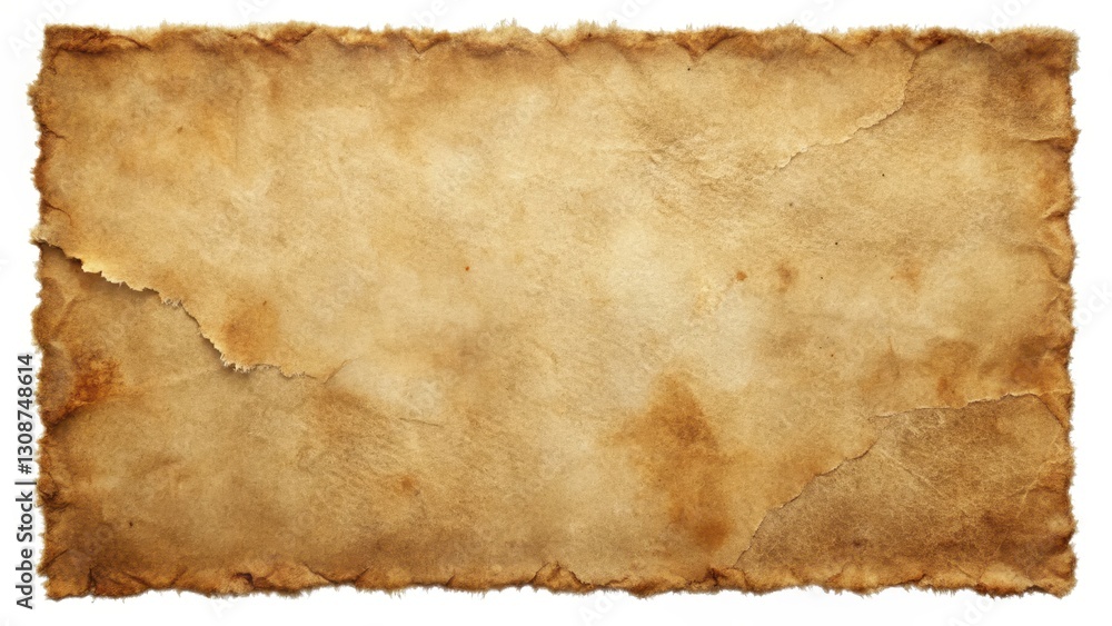 Weathered paper with frayed edges, aged patina, and subtle tears Weathered paper with frayed edges, aged patina, and subtle tears