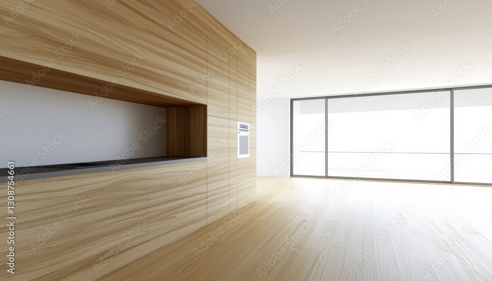 Fototapeta premium Partially rendered modern kitchen with sketched blueprint elements, illustrating creative interior design, construction planning, and home improvement