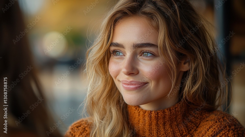 Obraz premium Creative woman with blue eyes deep in thought during a brainstorming session to generate innovative ideas
