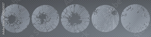 Broken glass shatter and piece. Realistic vector illustration set of explode mirror shard fragment. flying transparent sharp debris elements of smithereens beaten crystal or ice on dark background.