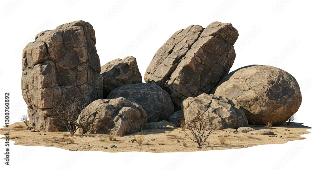 Rocks Formation on Sandstone Ground Isolated on White Background for Design Rocks Formation on Sandstone Ground Isolated on White Background for Design