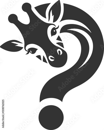 Giraffe tilting its head sideways in curiosity vector silhouette