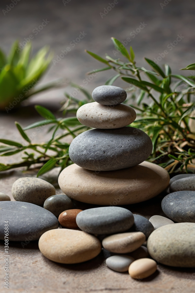 Meditation Stones. Smooth Stones for Mindfulness Practice. Stone Tower. Balance