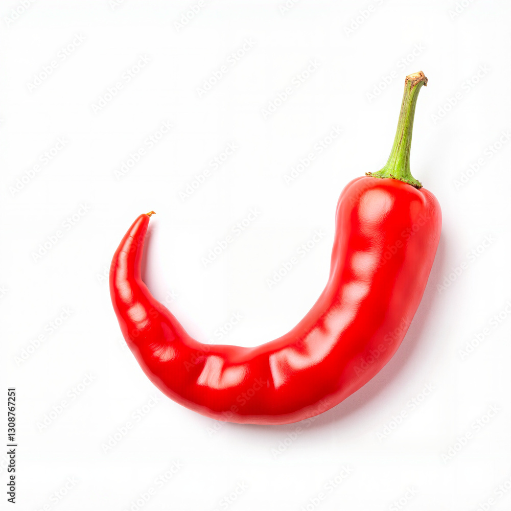 Vibrant red chili pepper on white background, culinary inspiration Vibrant red chili pepper on white background, culinary inspiration