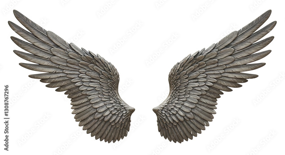 Isolated Angel Wings on White Background Detailed Feather Texture Design Element Isolated Angel Wings on White Background Detailed Feather Texture Design Element