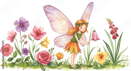 Enchanted Fairy in a Watercolor Wildflower Garden AI Generated