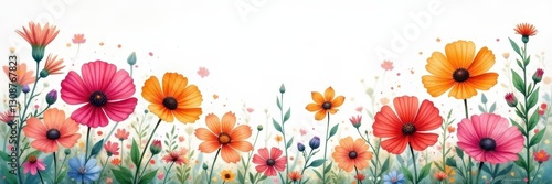 Intricate watercolor wildflowers, vibrant palette , yellow, watercolor