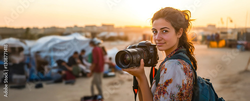 A journalist traveling abroad to report on an international story, capturing global perspectives