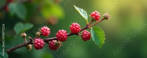 Intricate raspberry twig pattern, delicate pink buds , art, buds