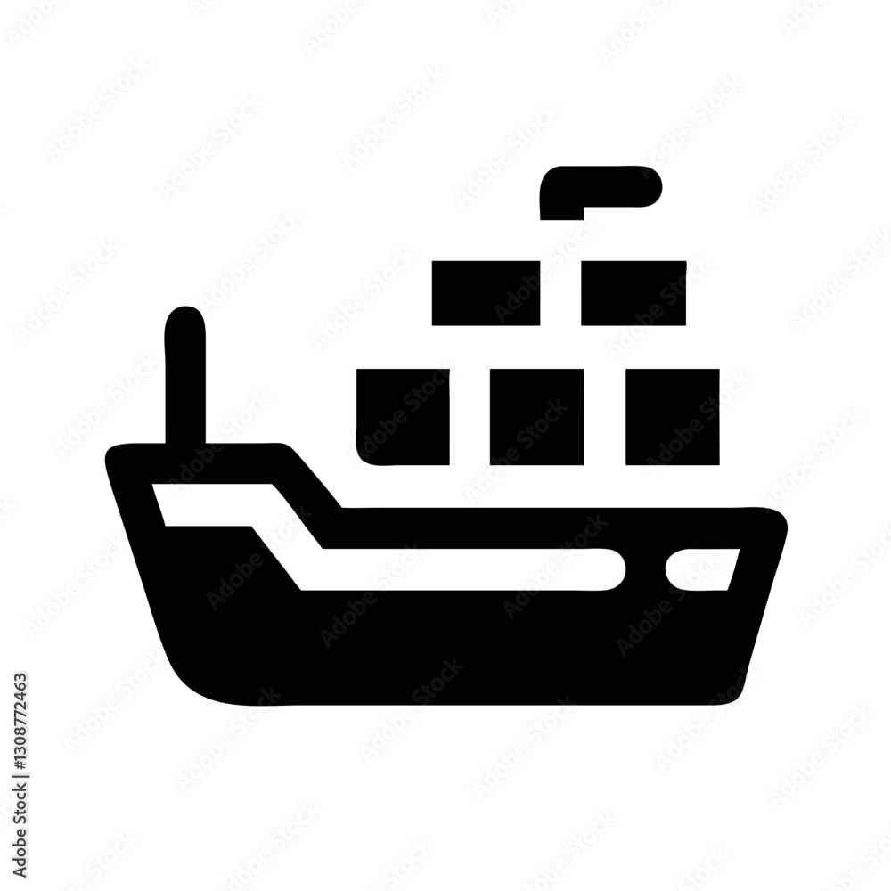 Cargo, ship, boat, freight, vessel, transport, container, sea. Icon for shipping, logistics, and maritime trade. Use on shipping, logistics, or travel sites. Cargo, ship, boat, freight, vessel, transport, container, sea. Icon for shipping, logistics, and maritime trade. Use on shipping, logistics, or travel sites.